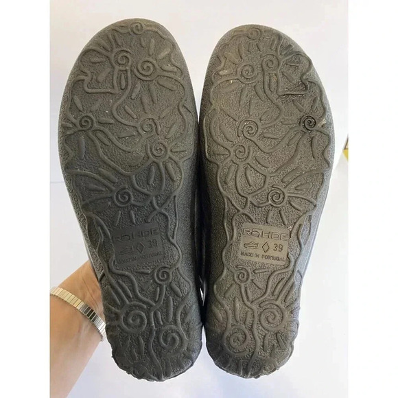 Rohde Women’s Black Leather Mules Clogs Shoes Sz EU39 US8.5 Slip On lined - Picture 11 of 12